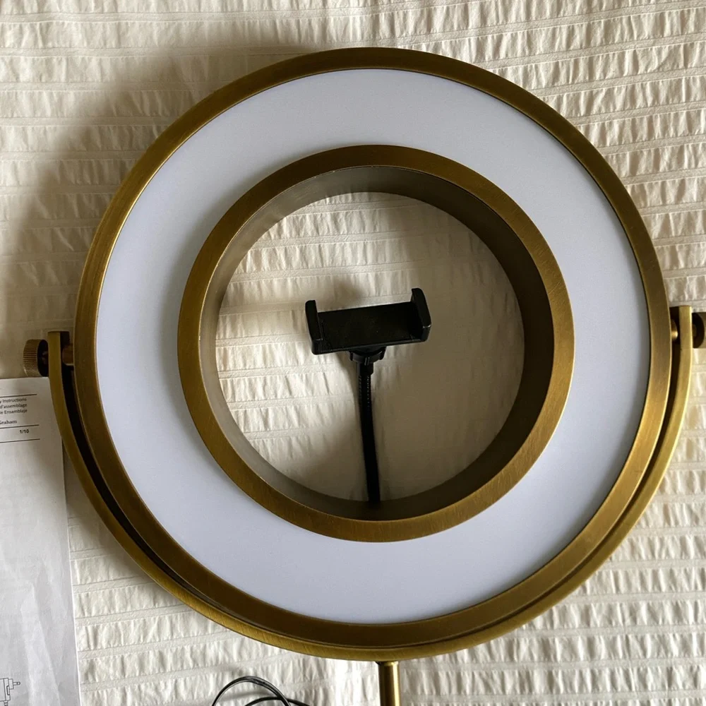 Pottery Barn Watson Gold Adjustable Ring Light Mirror